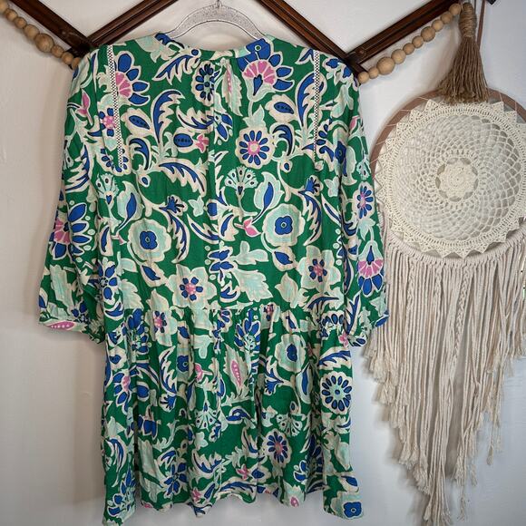Zara Green Linen Blend Dress - Picture 2 of 4